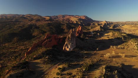 Garden-Of-The-Gods-Sunset-Aerial-Pan-Shot-4K