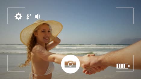 tomando fotos de una pareja con una cámara digital