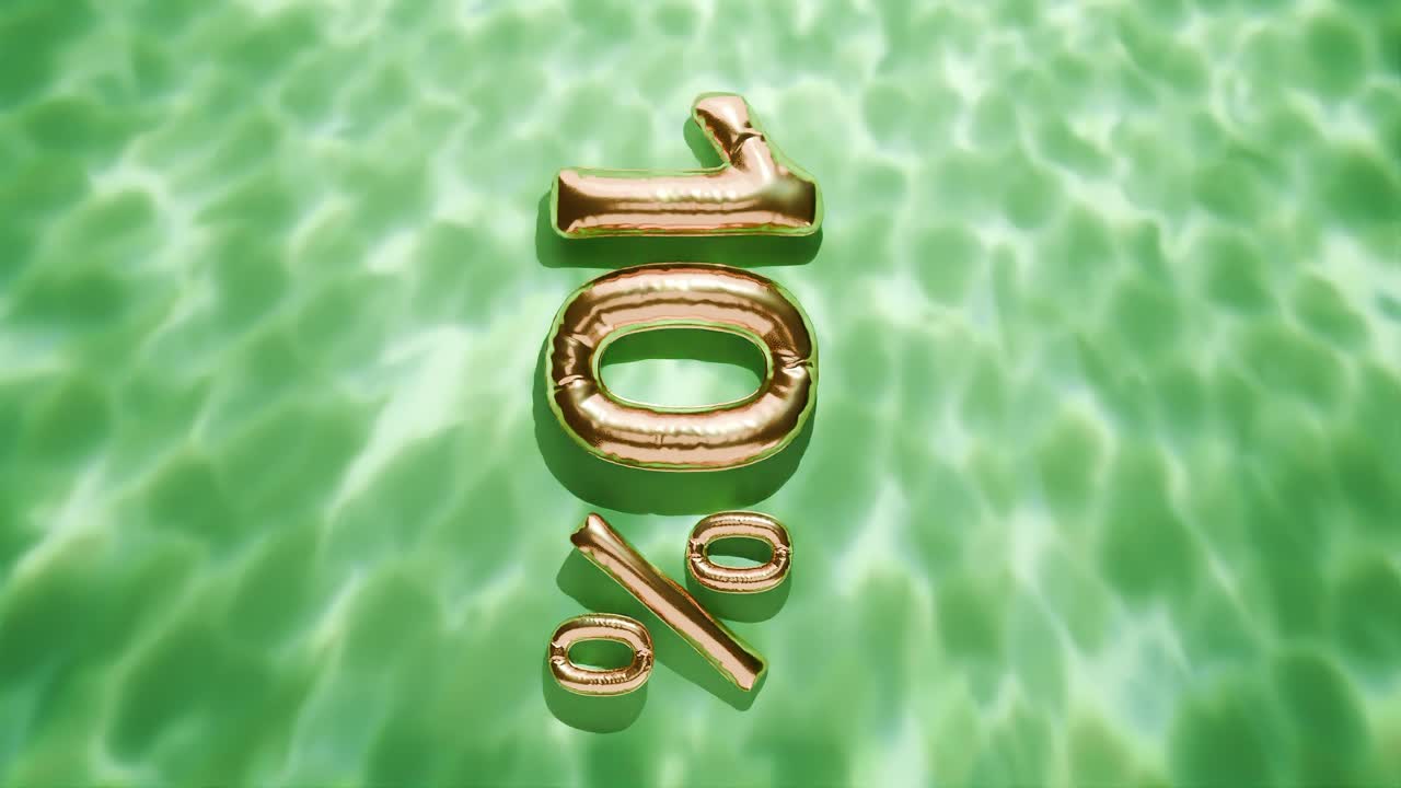 물 위에 떠있는 황금색 10%는 녹색 바탕에 수직으로 파동됩니다.