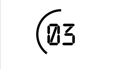 electronic countdown timer in black circle for 10 seconds on white background.