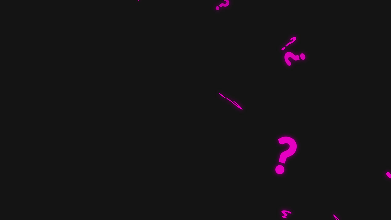 Animated Pink Question Marks Appearing on Black Background