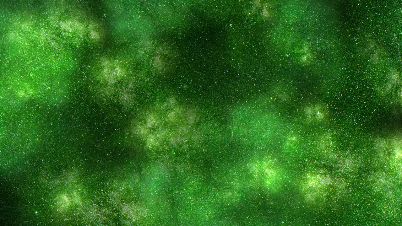 una cautivadora nebulosa verde iluminada por estrellas dispersas