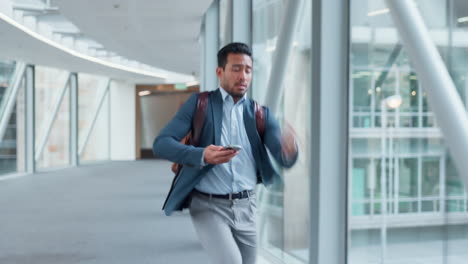 airport, stress and business man running late