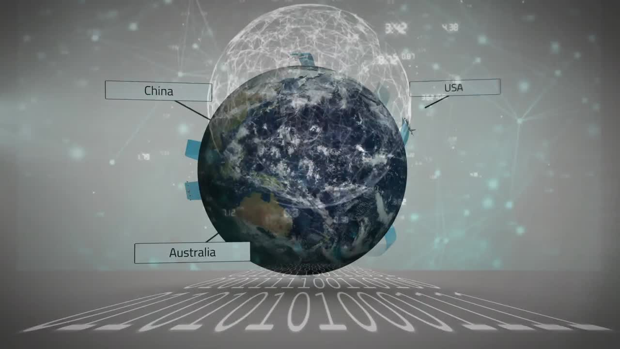 animación del procesamiento de datos en todo el mundo sobre un fondo blanco