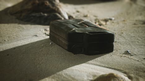 old rusty fuel canister in the desert