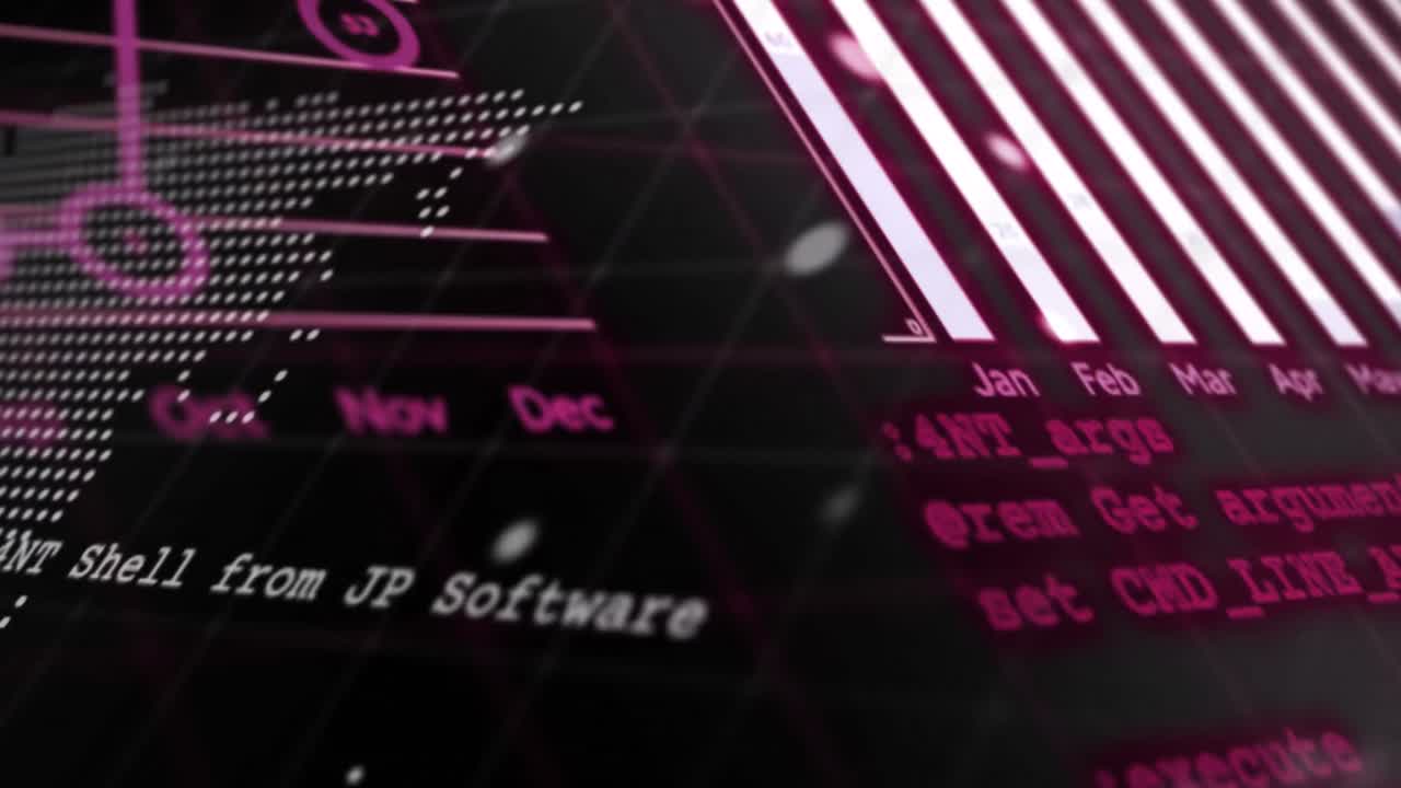 animación del procesamiento de datos sobre un fondo negro