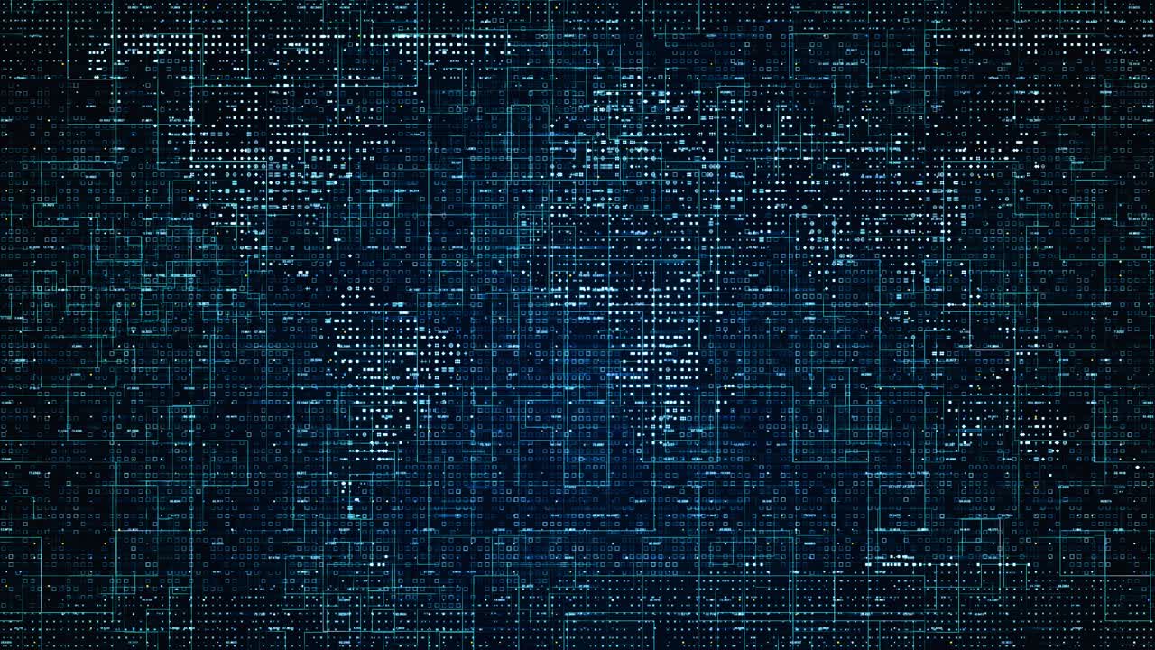 Futuristic Digital World Map with Binary Data Streams and Network Grid