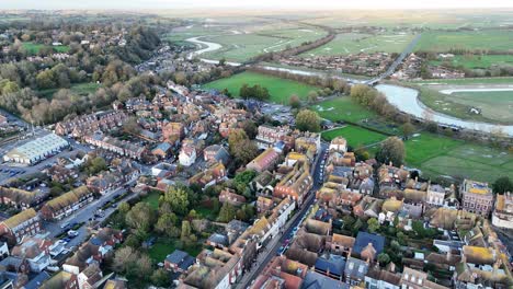 Casas-Y-Calles-Centeno-Sussex-Inglaterra-Vista-Aérea-De-Drones