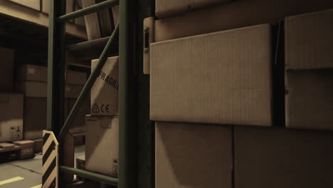 warehouse filled with cardboard boxes during daytime storage activities