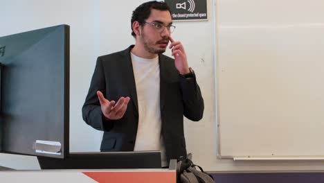 young man: public speaking engagement