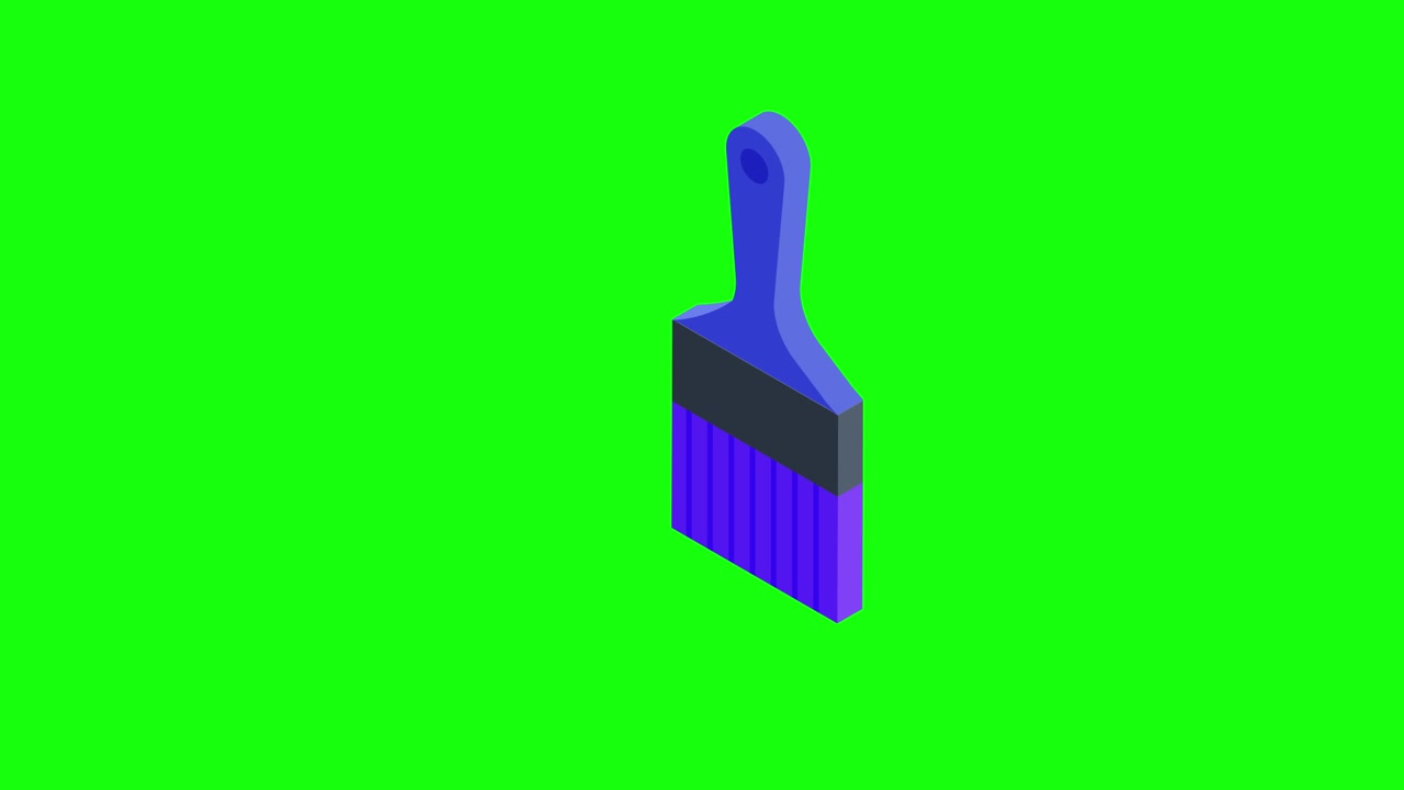 Isometrisk animation af en pensel på grøn skærm