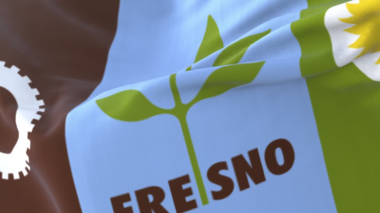 bandera de fresno, ciudad de los estados unidos de américa - bucle