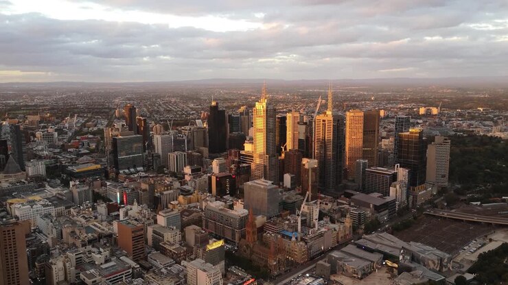 melbourne cbd al crepuscolo 4k