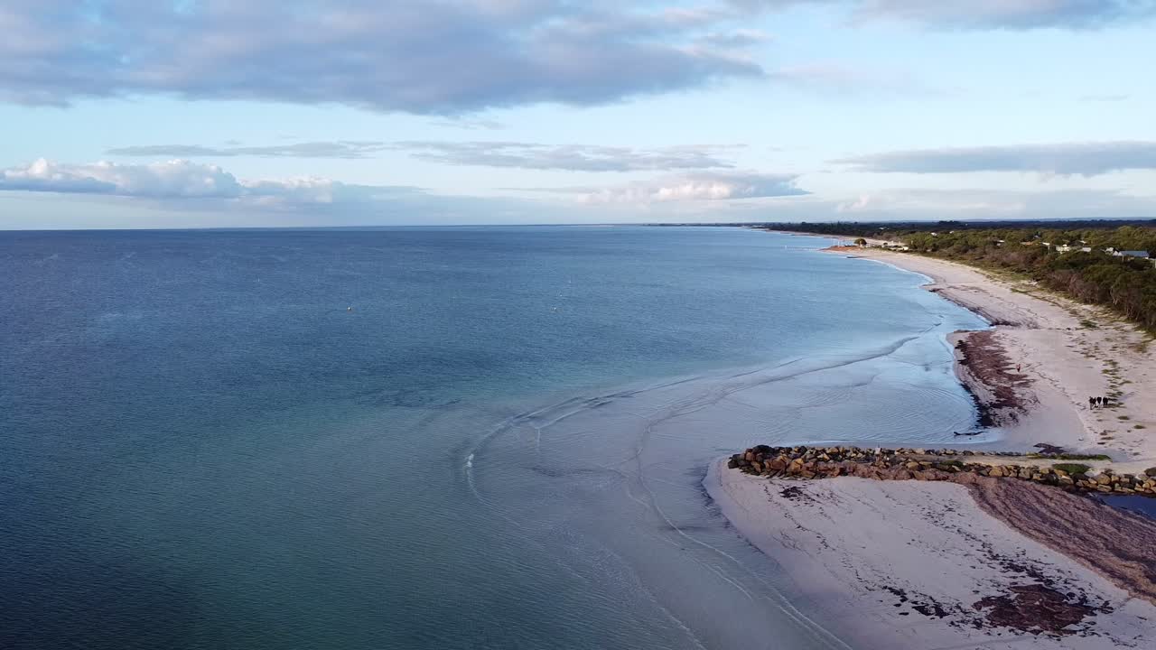 Wide Orbit Aerial View Over Tranquil Ocean - Busselton, Western Australia