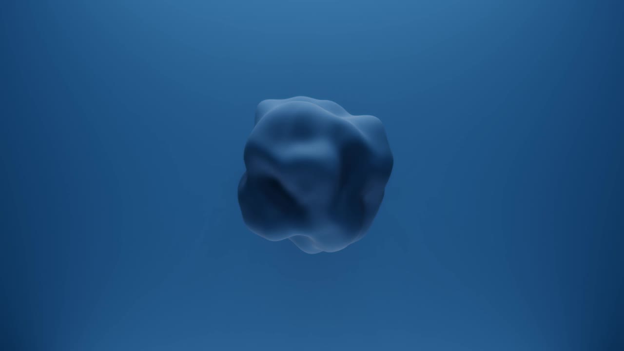 Abstract blue 3d rendering shape waving transform in random direction. Seamless loop metamorphose of amorphous shape. Simple animation of future form 4K