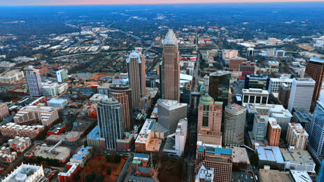 splendid scenery of charlotte, north carolina, usa downtown on cloudy daytime. distancing from city center with majestic skyscrapers