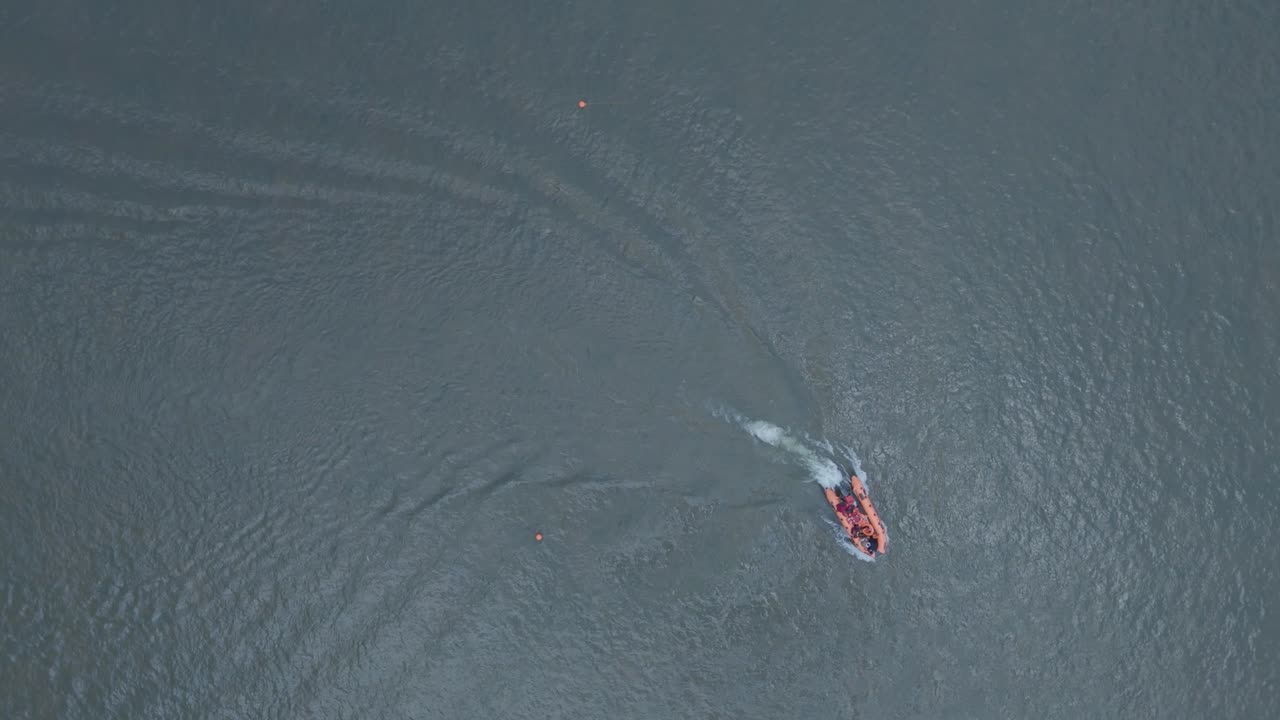 rescue boat at lake areal view, water sports at kerala