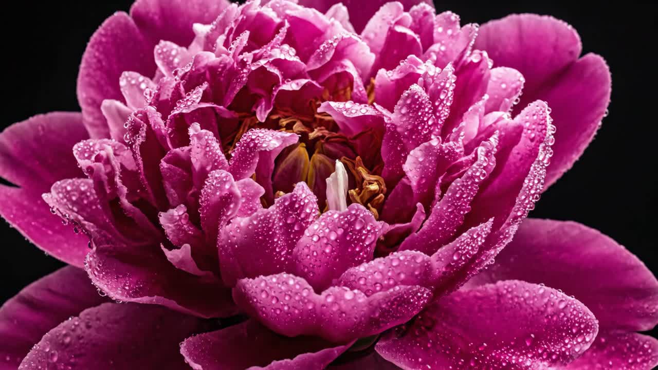 Close-up of a Pink Peony with Water Droplets