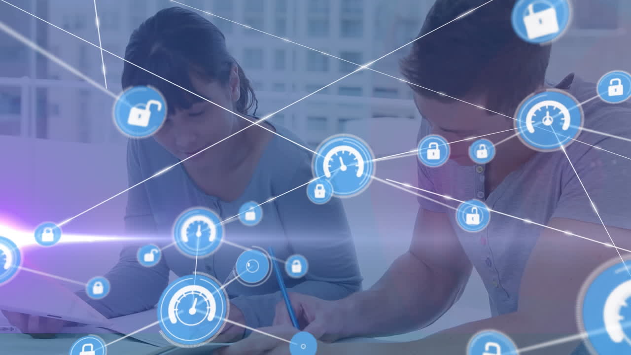 animación de la red de conexiones con iconos sobre colegas de negocios