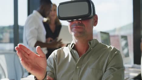 man wearing vr headset