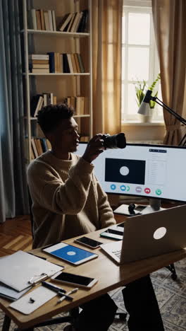 man working from home