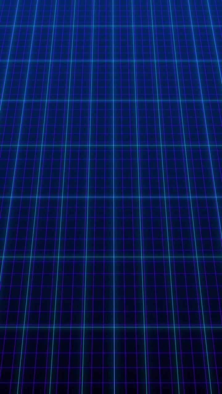 Abstract Neon Blue Grid Moving Forward in Dark Space