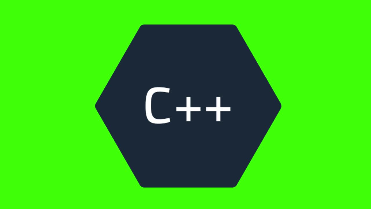 녹색 화면에 있는 c++ 아이콘의 애니메이션