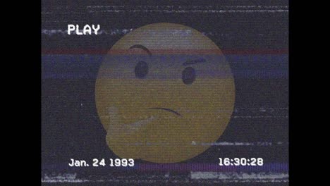 animación del icono del emoji pensante sobre los ruidos en la pantalla
