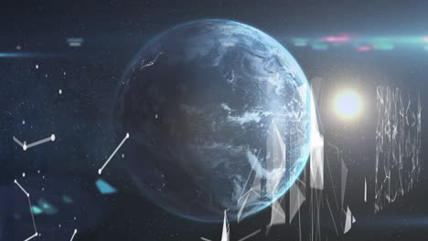 network of connections against globe spinning