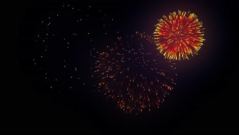 34 colorful fireworks display on the black screen background powerful explosion of pyrotechnics