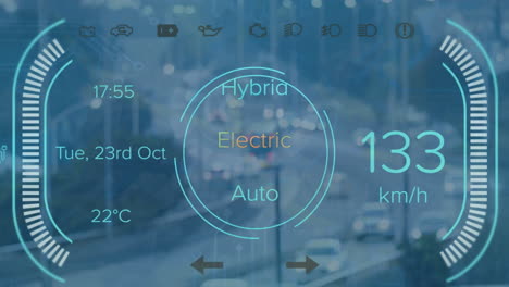 Animation-Von-Auto-Paneldaten-über-Einer-Stadtlandschaft