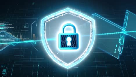 cybersecurity shield and padlock
