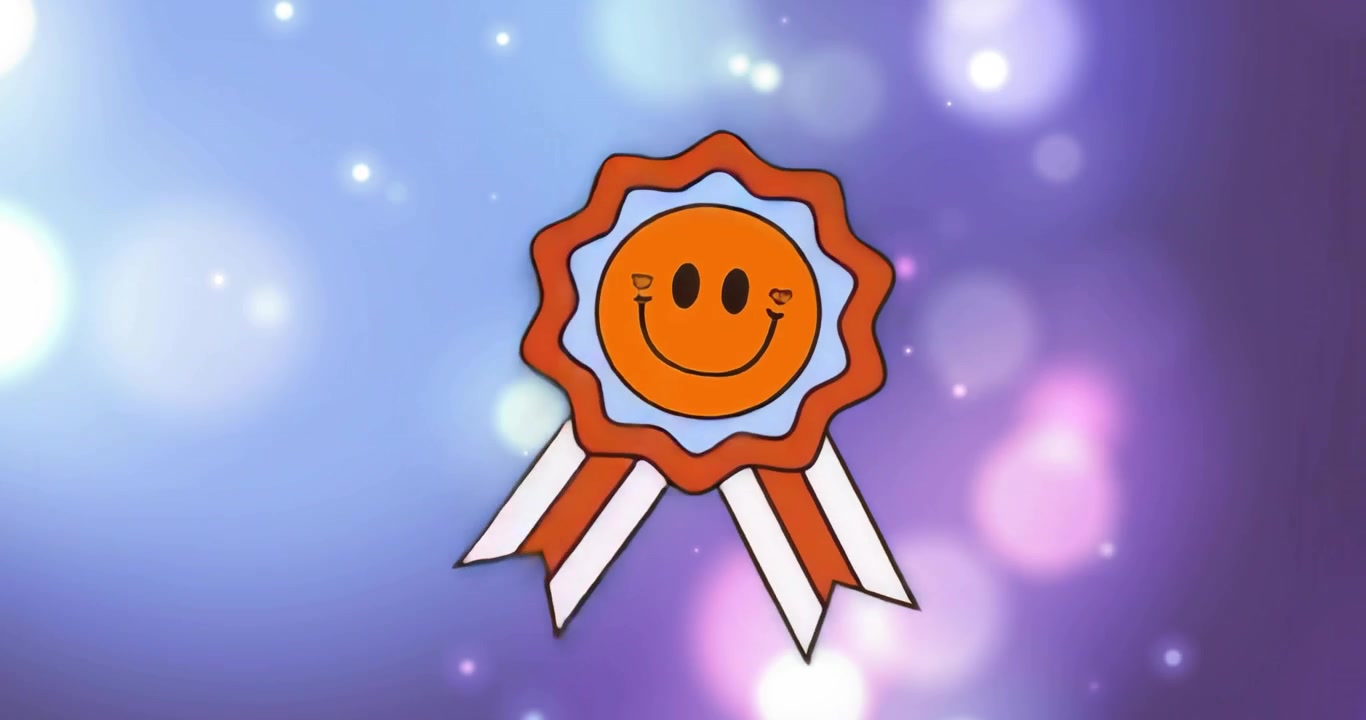 Once light orbs drifting, award ribbon gently rocking and swaying to showcase playful charm
