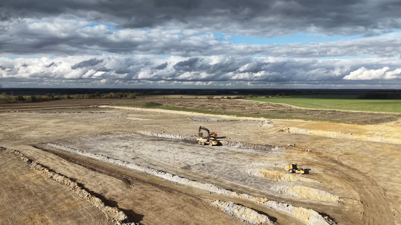 Storm clouds gather over A428 highway road upgrade Cambridgeshire UK