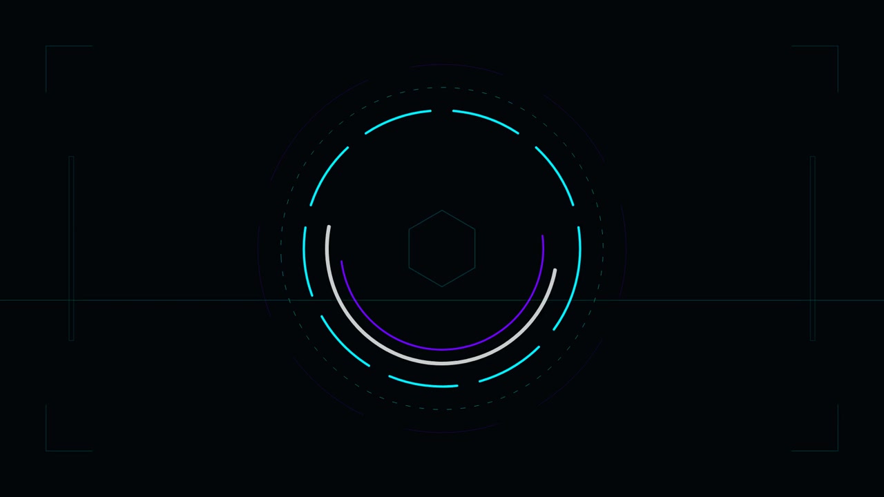 Futuristic Digital HUD Interface with Rotating Circular Elements