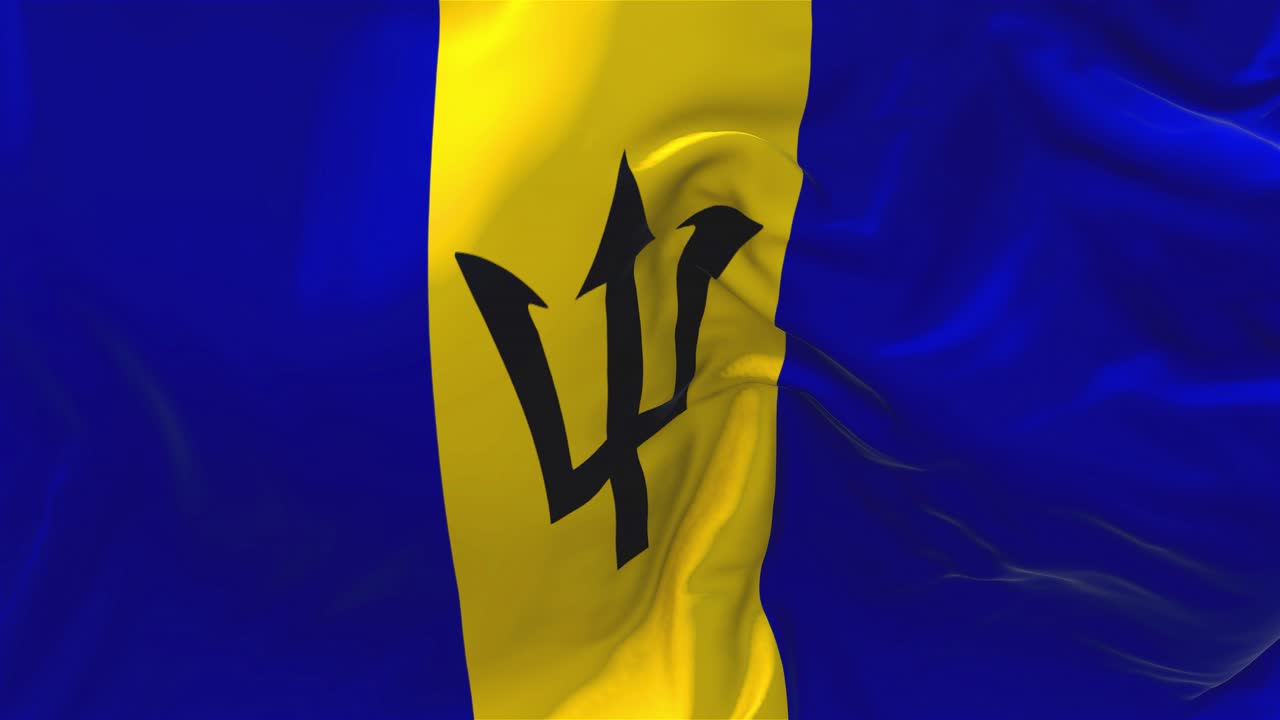 205 barbados flag waving in wind slow motion animation 4k realistic fabric texture flag smooth