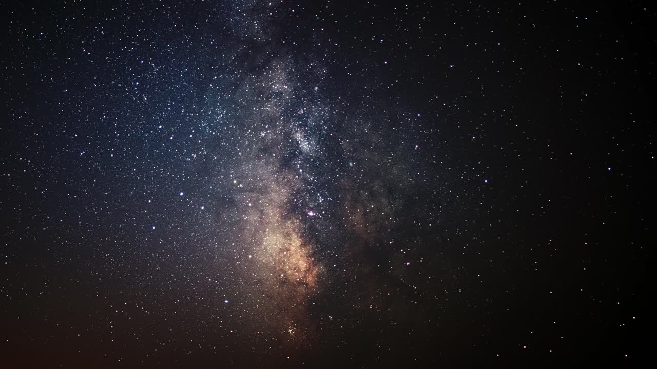 Starry night sky time lapse shot in Greece with Milky Way in the center