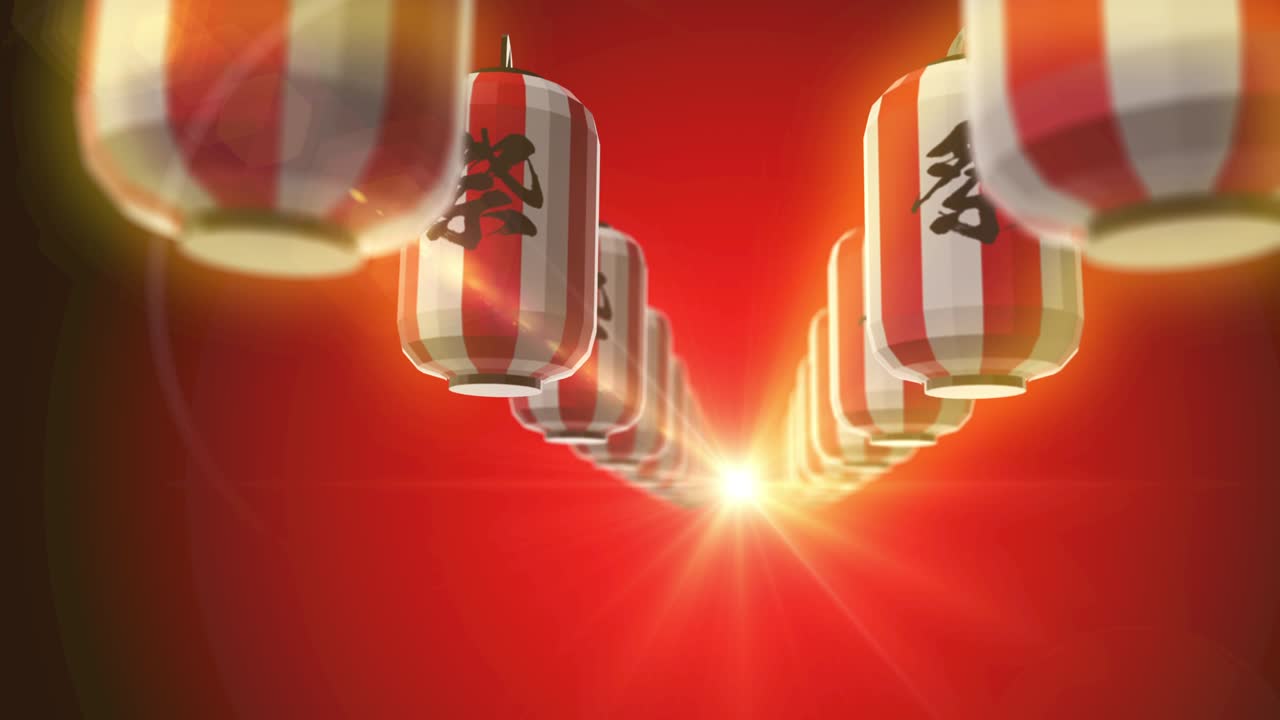 animación de bucle de festival de linterna de luz brillante japonesa