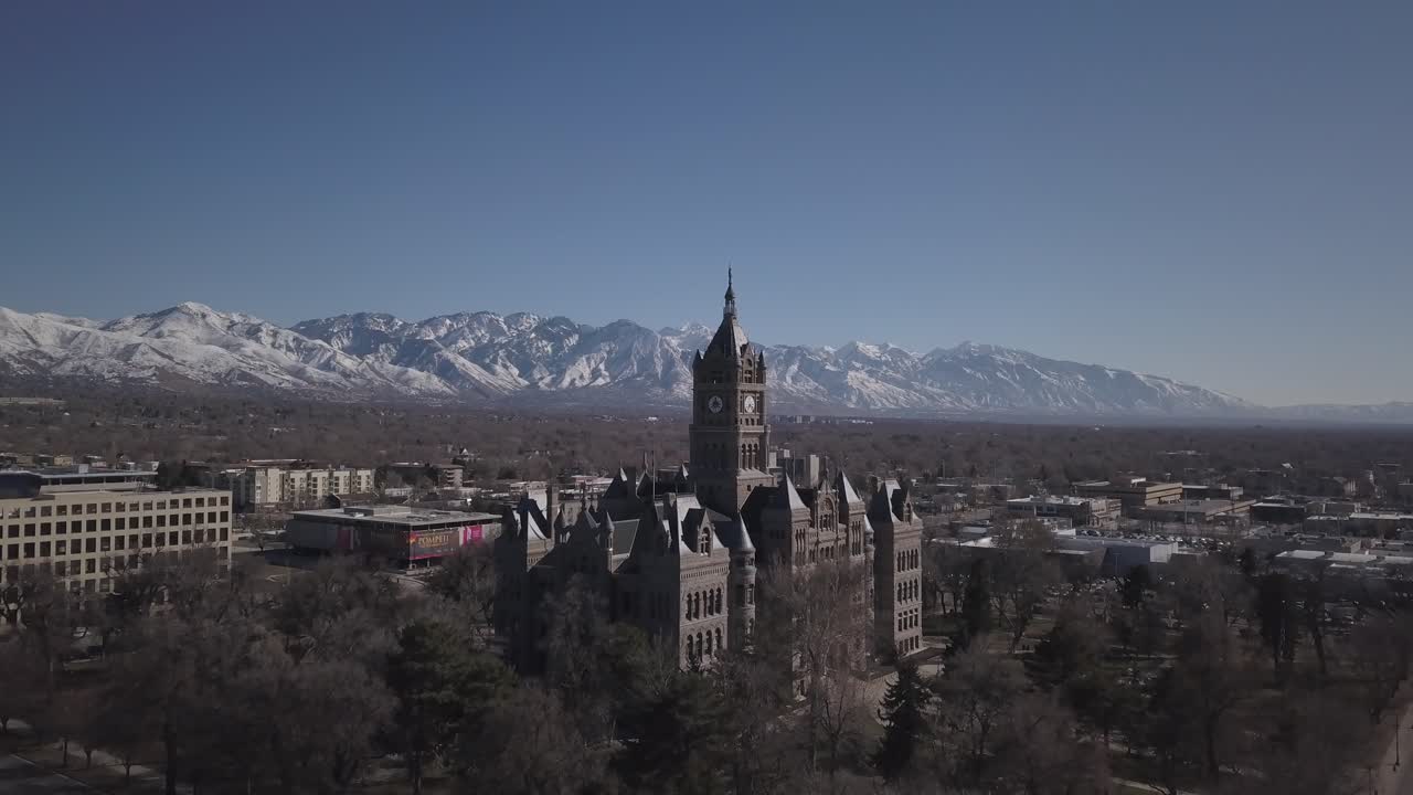 взгляд с воздуха на центр солт-лейк-сити