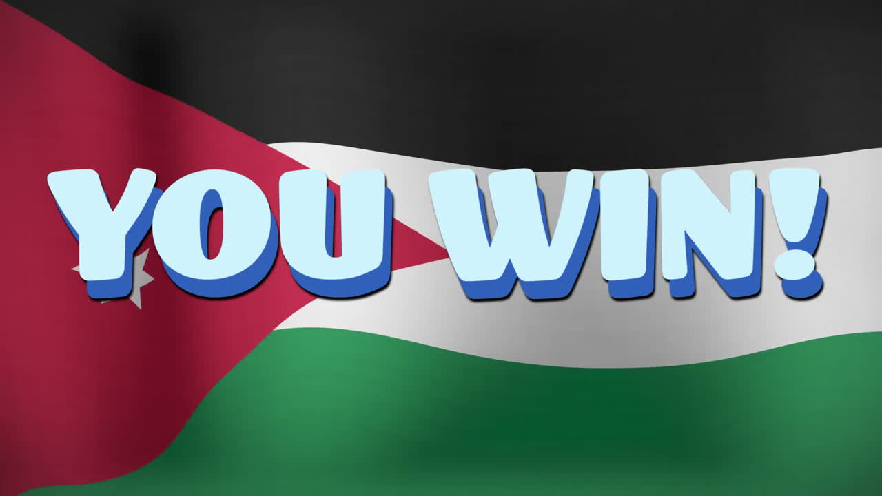 요르단 국기 배경에 있는 텍스트 애니메이션