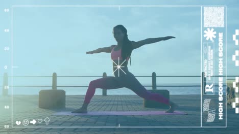 Animación-Del-Procesamiento-De-Datos-Sobre-Una-Mujer-Practicando-Yoga