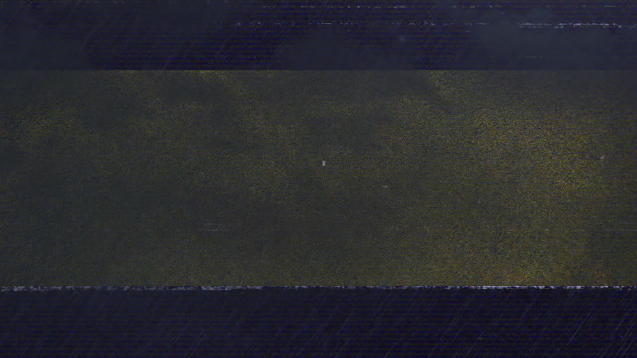 Corrupted signal output producing glitch bands and shifting color stripes across split background