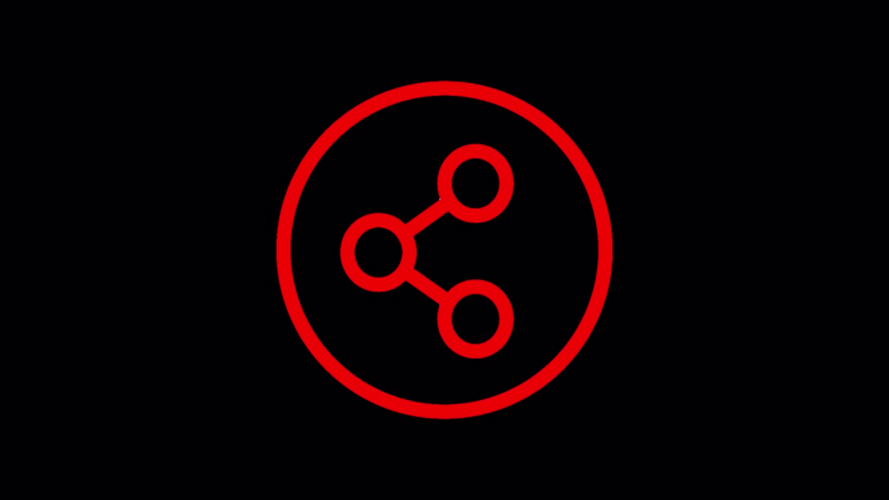 Animated Red Share Icon Symbol on Black Background