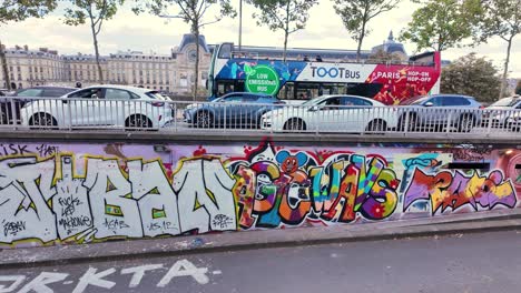 graffiti street art spray paint in paris france writing drawing on wall