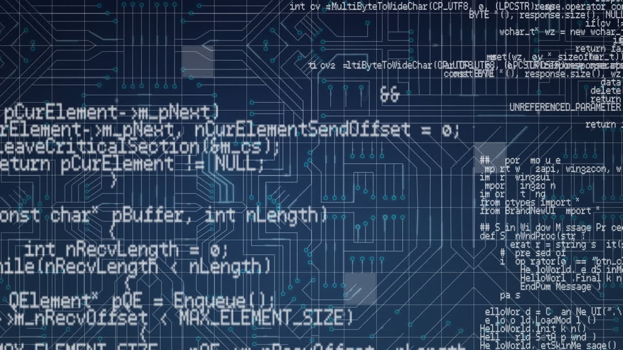 Animation of data processing over computer circuit board