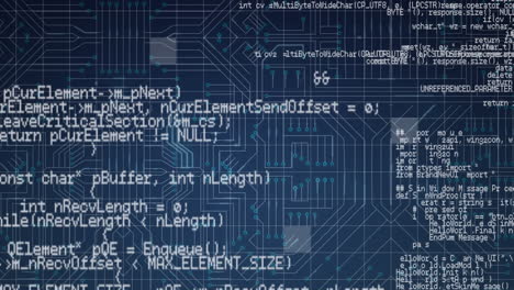 animazione dell'elaborazione dei dati sulla scheda di circuiti del computer