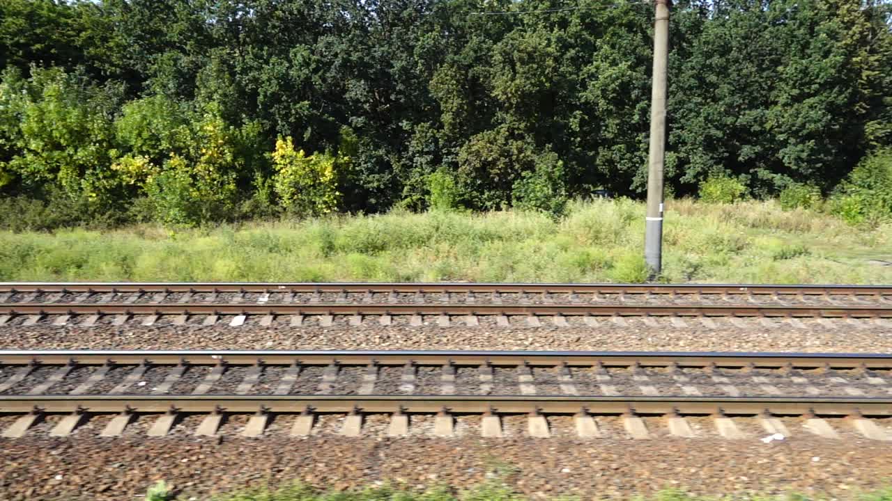 Railway track. Shooting in the movement
