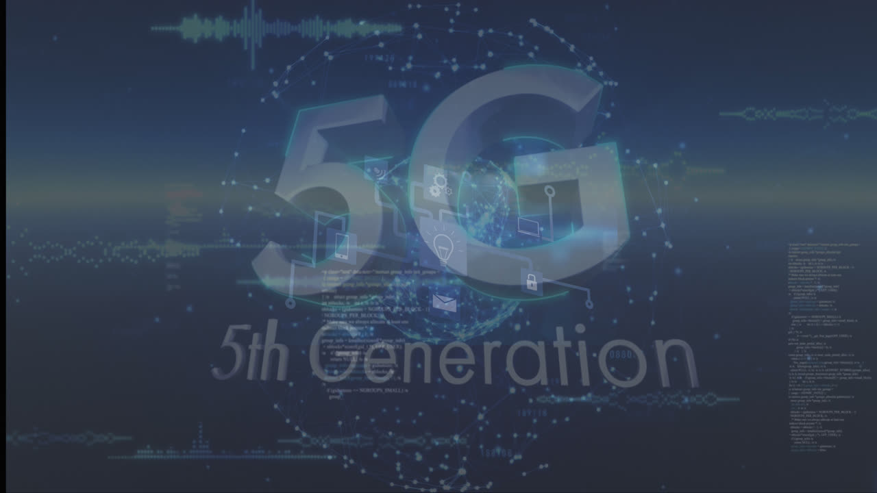 animación de 5g de quinta generación y conexiones en fondo naval