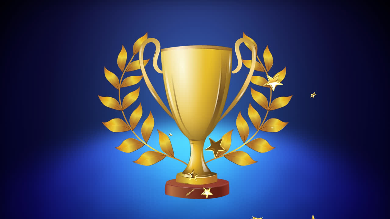 animación de estrellas en movimiento sobre la taza sobre fondo azul