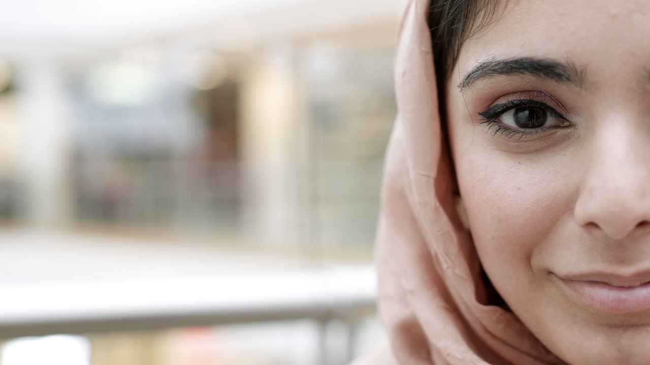 Woman Wearing Hijab in a Shopping Mall